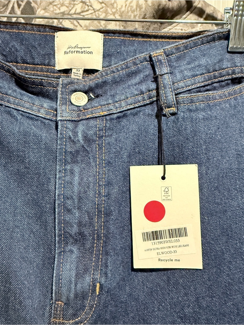 Reformation x Kacey Musgraves Austin Ultra High Rise Wide Leg Jeans Sz 33 Elwood - Picture 3 of 11